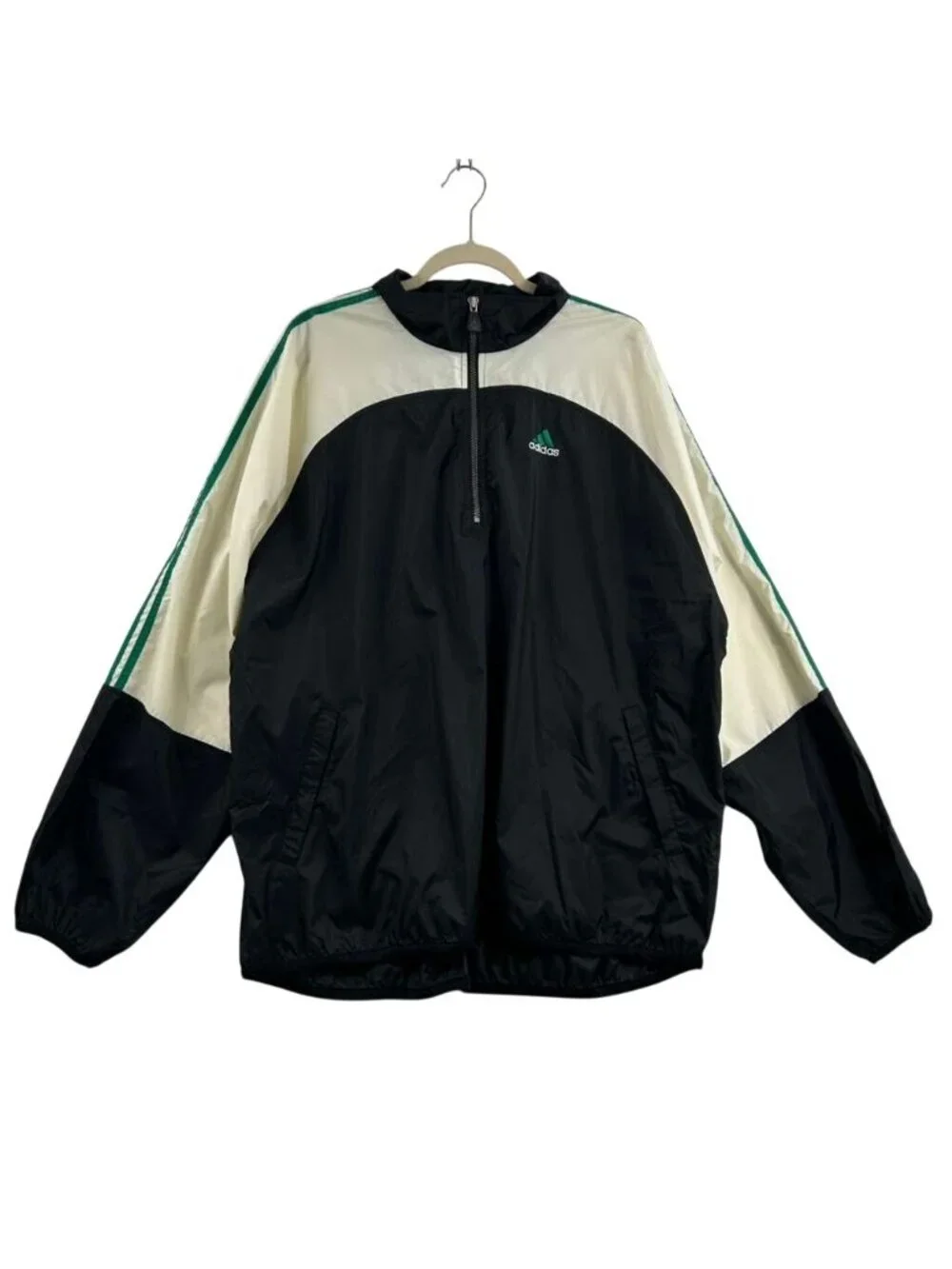 Vintage 90s Adidas Hooded Jacket Men's Size XL Multicolor Windbreaker 1/4 Zip